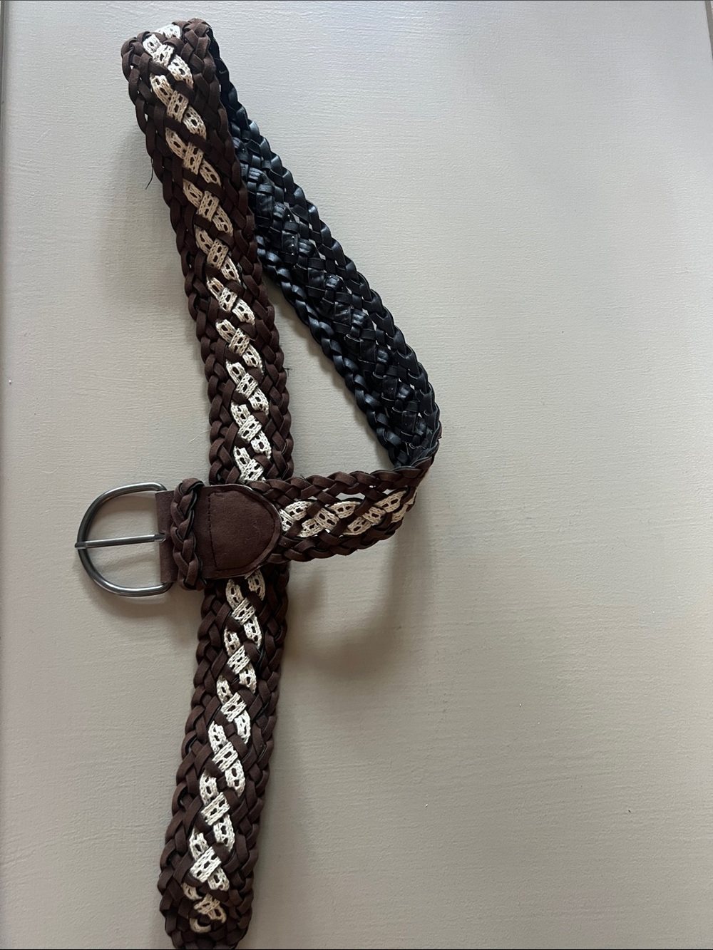 Braided Brown and Cream Women's Fashion Belt